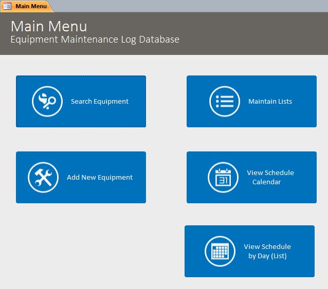 Equipment Maintenance Log Tracking Database